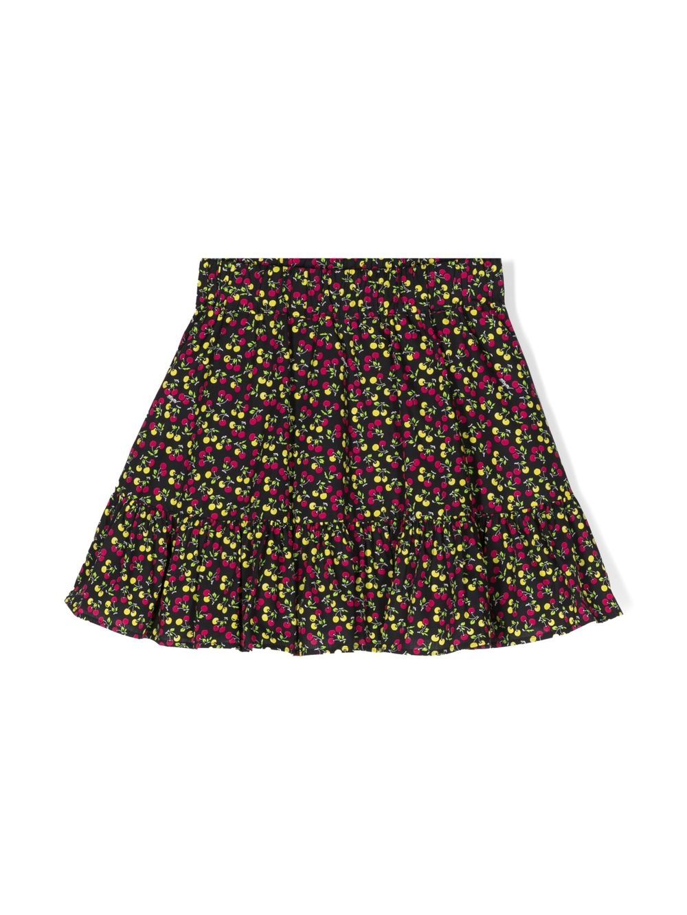 Msgm Kids' Floral-print Flared Skirt In Black