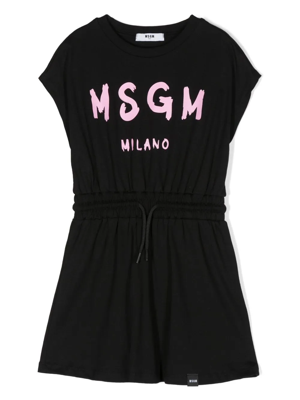 

MSGM Kids vestido estilo playera con logo estampado - Negro