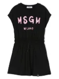 MSGM Kids logo-print T-shirt dress - Black