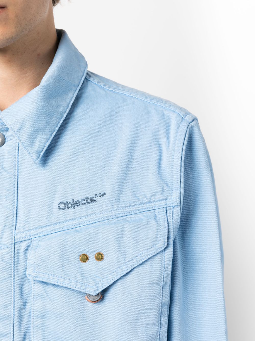 Shop Objects Iv Life Logo-print Denim Jacket In Blue
