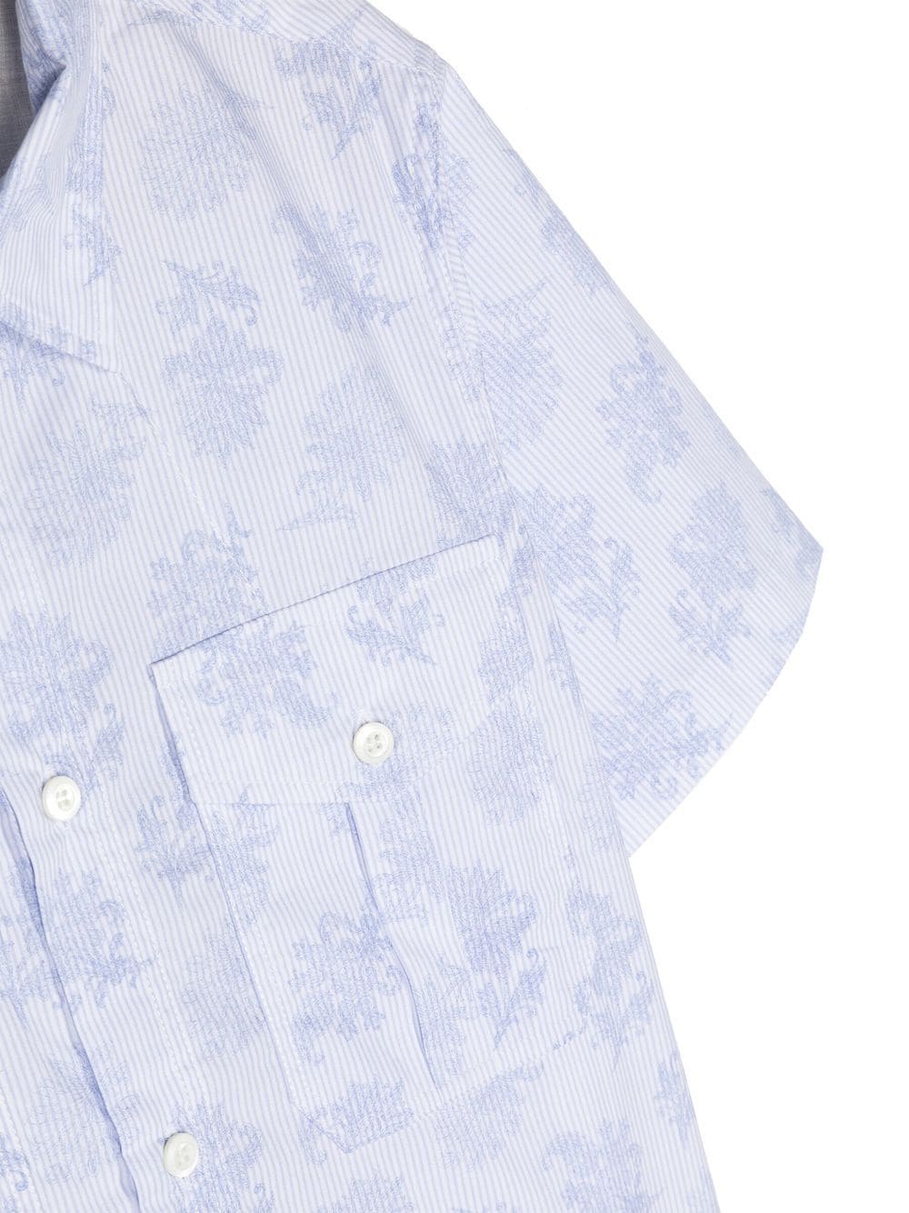 Shop Brunello Cucinelli Floral-print Patch-pocket Shirt In Blau