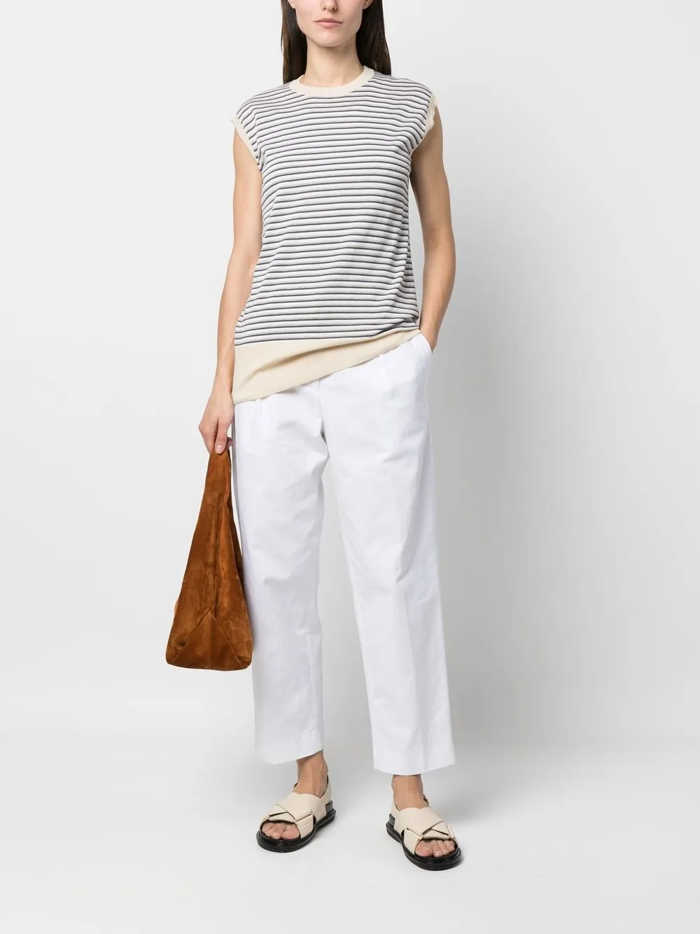ASPESI Gestreepte top - Beige