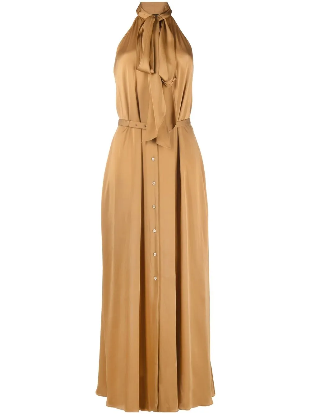 ASPESI vestido con detalle de botones y cuello en V - Marrón