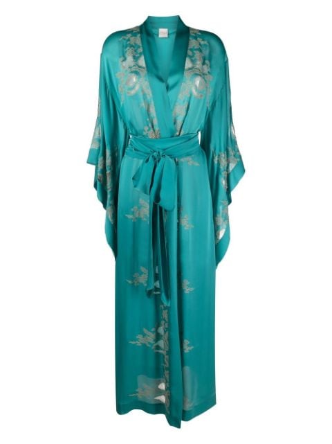 Carine Gilson lace-panelled butterfly silk robe