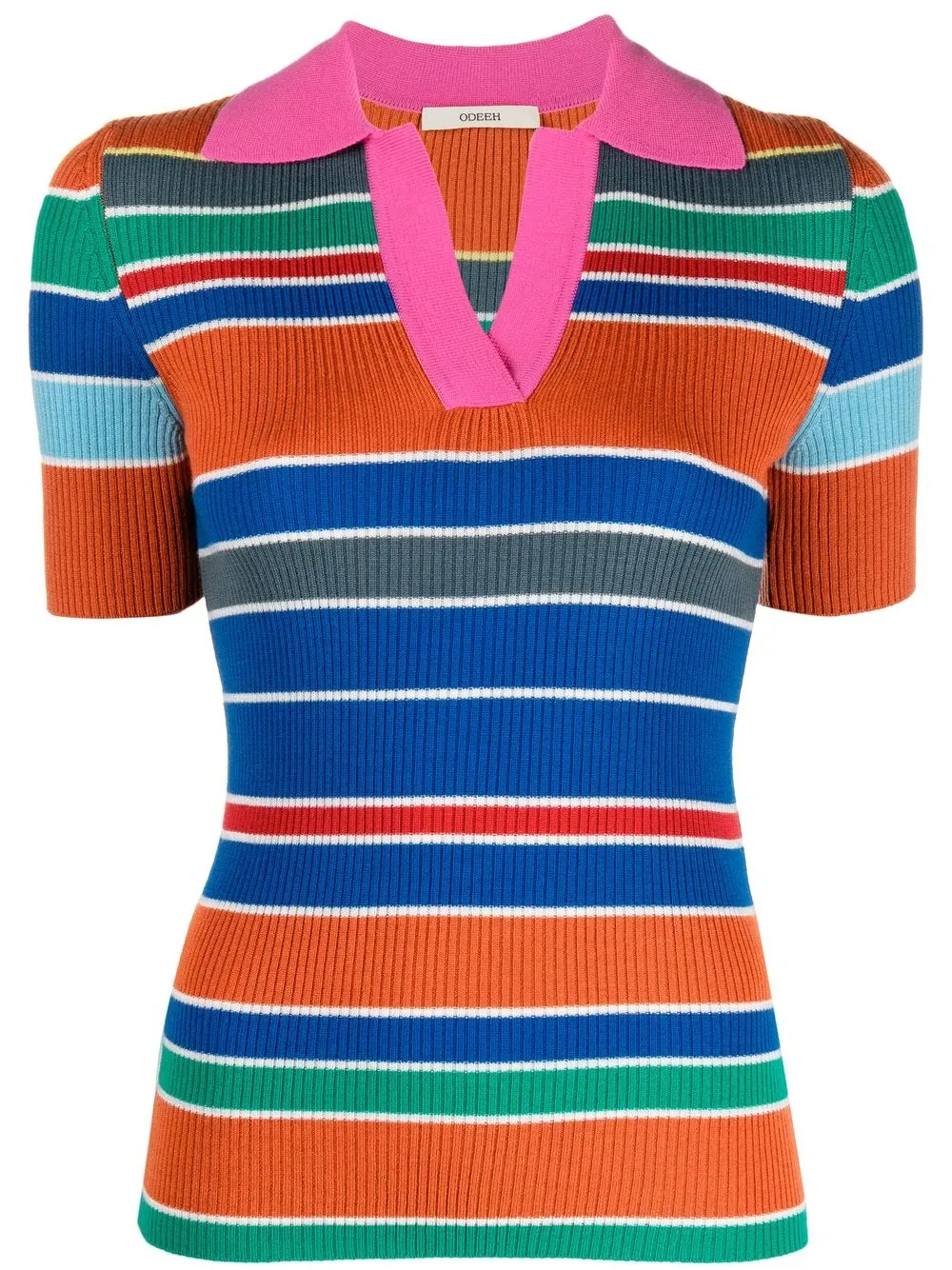 

Odeeh striped colour-block polo top - Pink