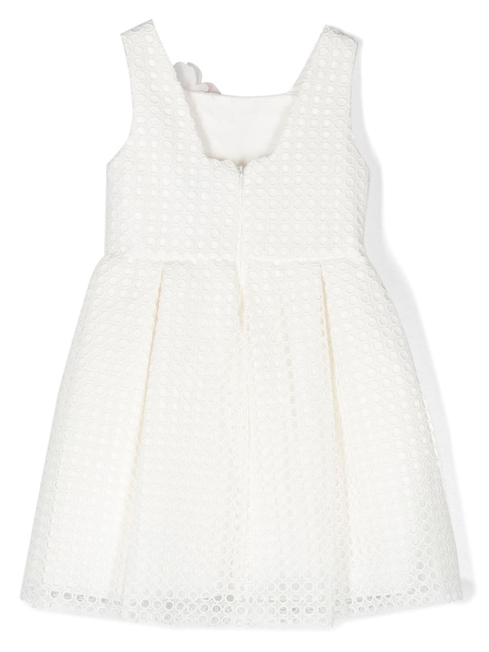 Shop Abel & Lula Floral-appliqué Pleated Dress In White