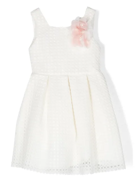 Abel & Lula floral-appliqué pleated dress