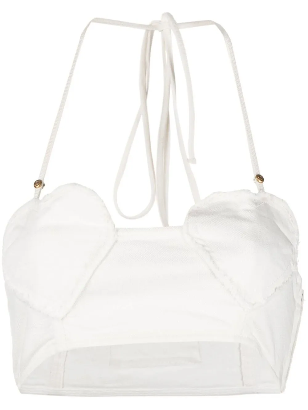 

Blumarine denim halterneck cropped top - White