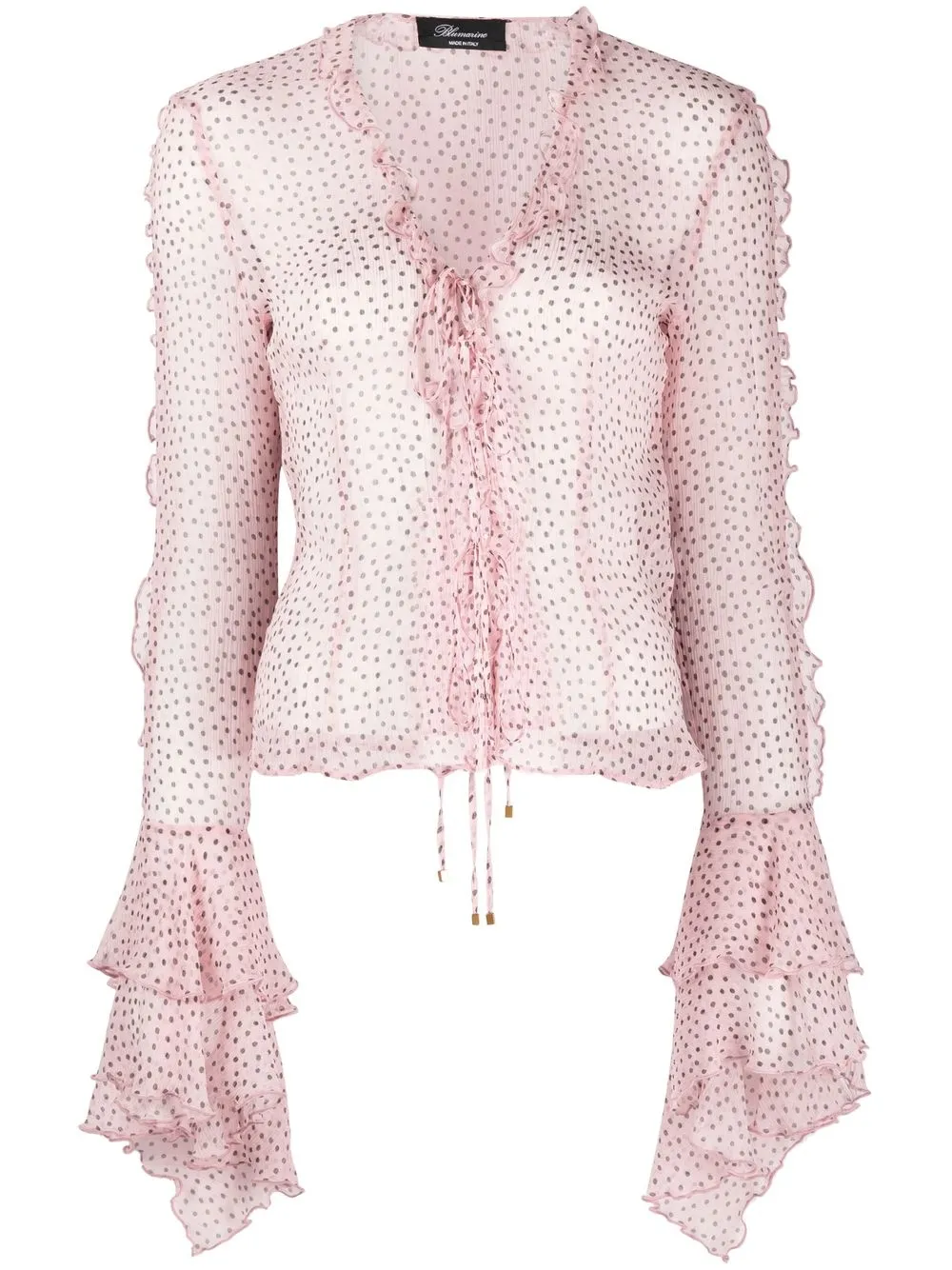 

Blumarine blusa con motivo de lunares y volantes - Rosado