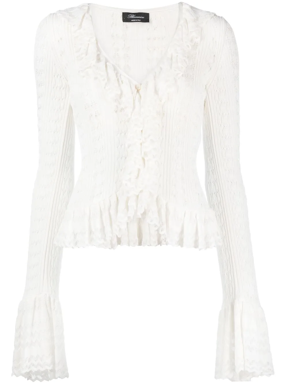 

Blumarine ruffle-trim cut-out cardigan set - White