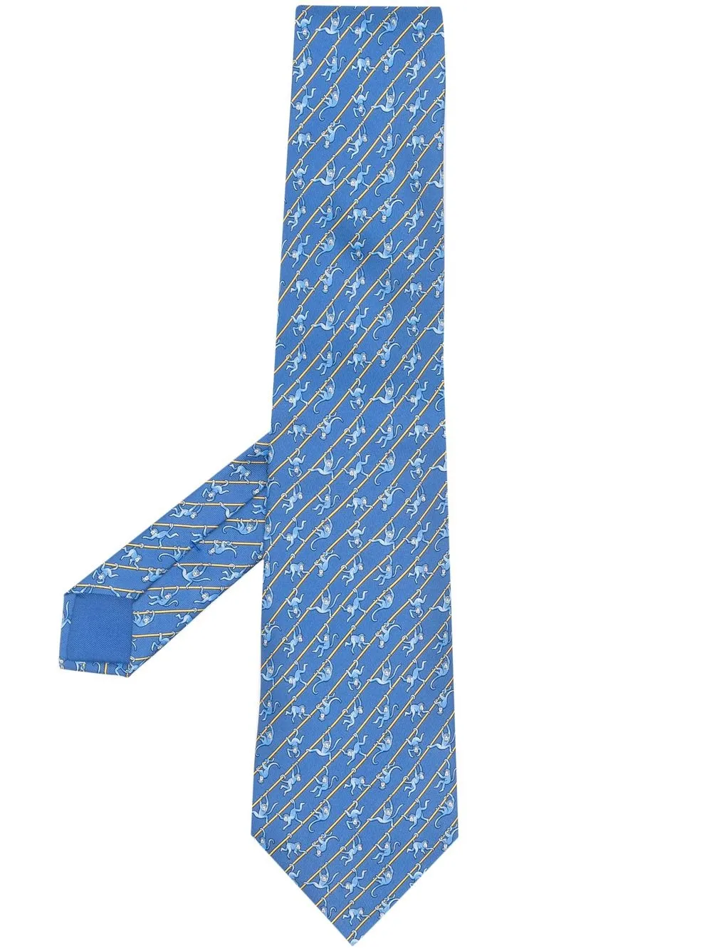 

Hermès corbata de seda con monos estampados 2000 pre-owned - Azul