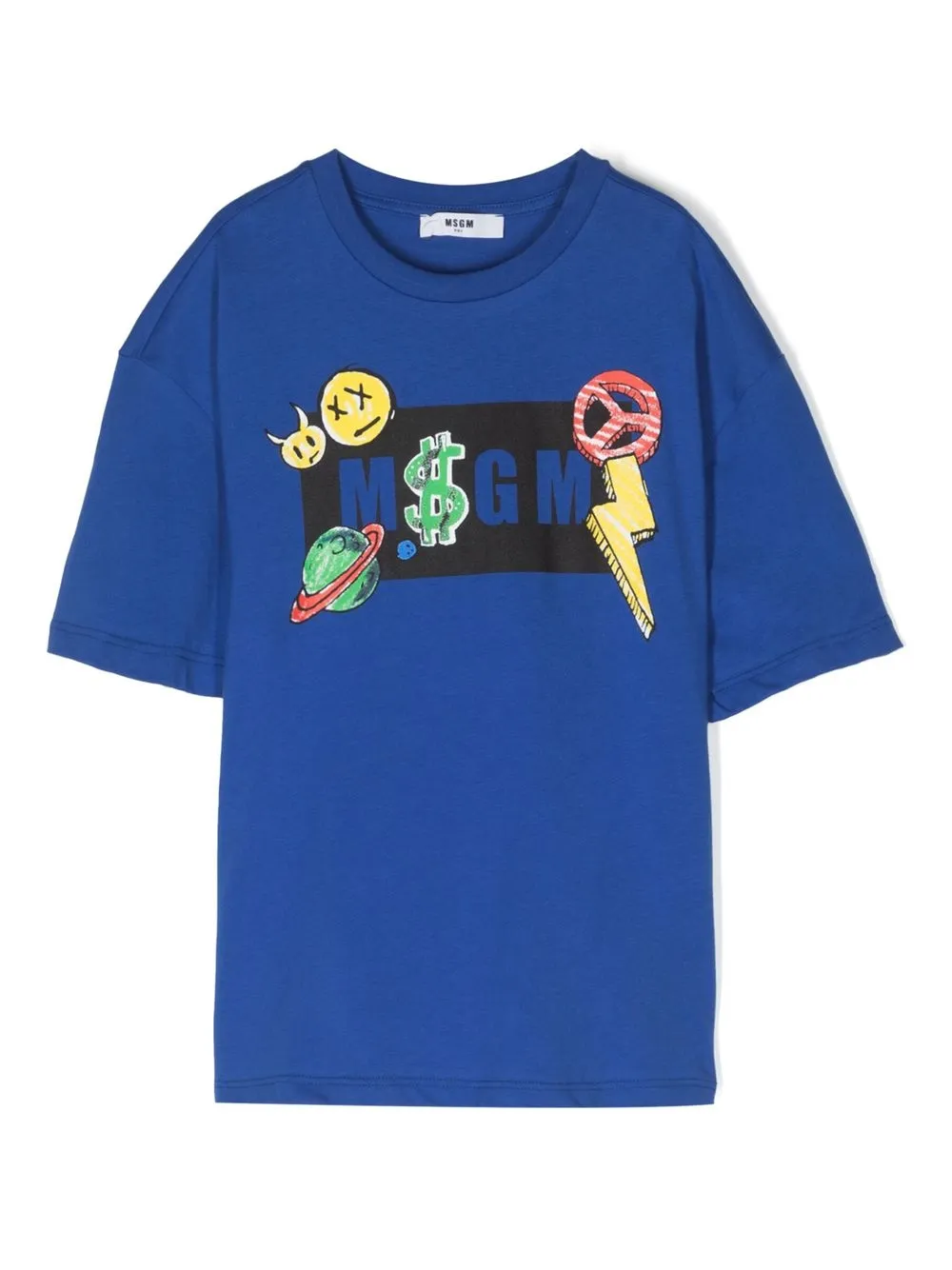 

MSGM Kids playera con logo gráfico estampado - Azul