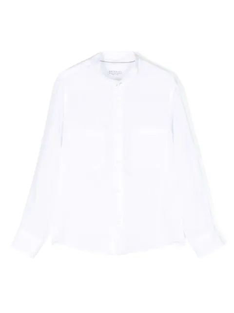 Brunello Cucinelli Kids band-collar cotton shirt