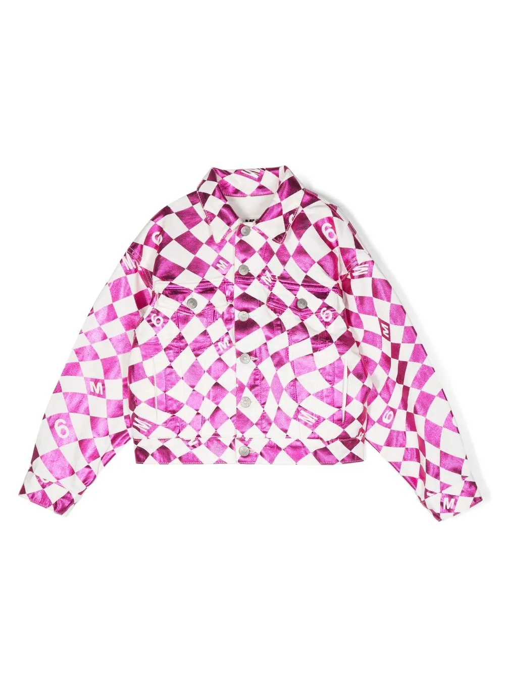 

MM6 Maison Margiela Kids chamarra con cuadros estampados - Rosado