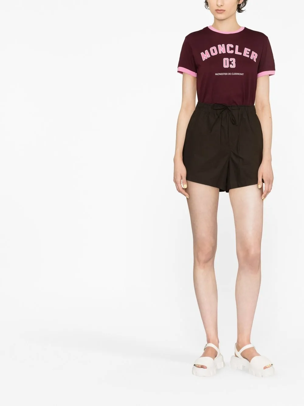 Moncler T-shirt met logoprint - Rood