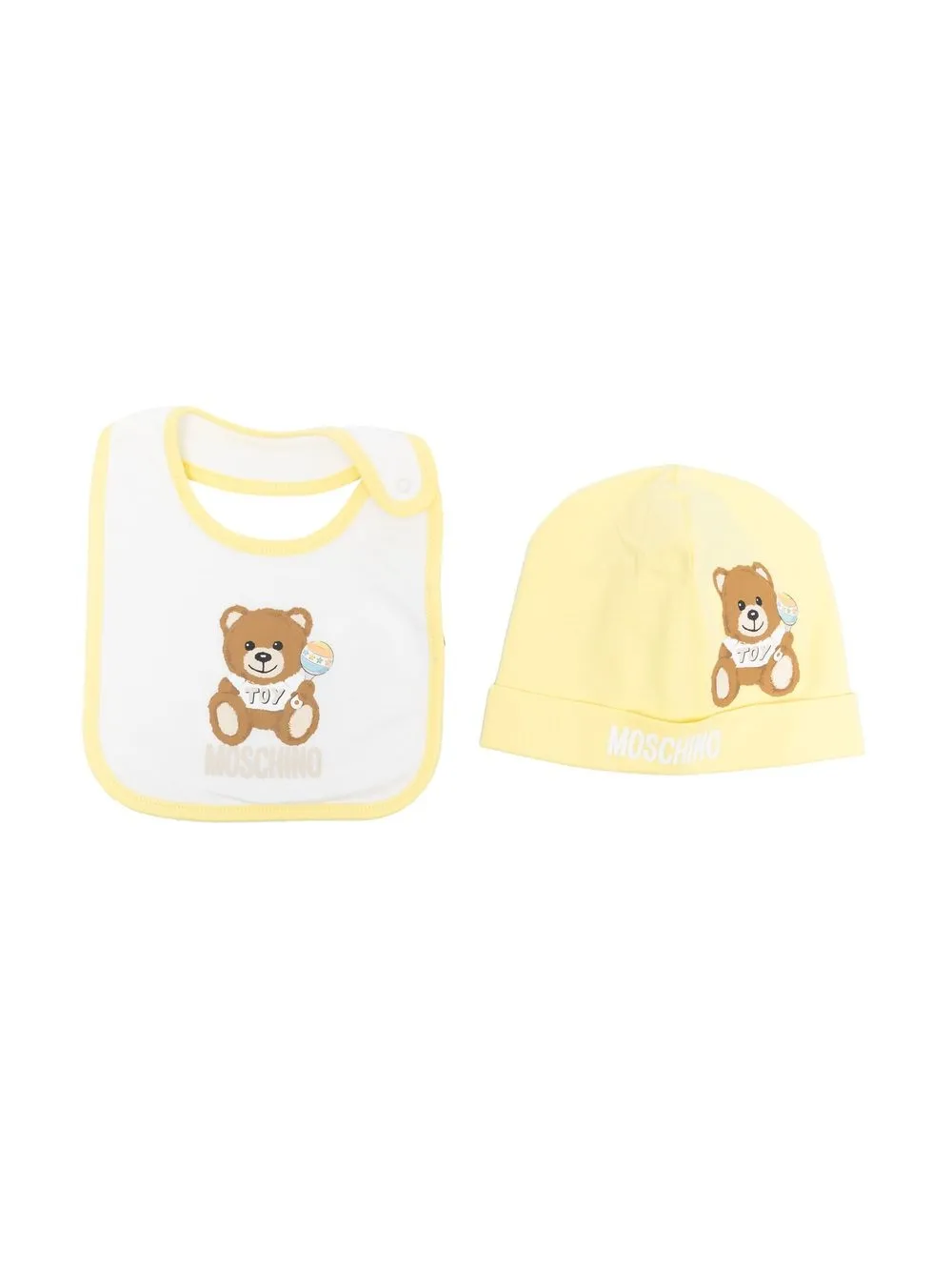 

Moschino Kids teddy bear-print beanie set - Yellow