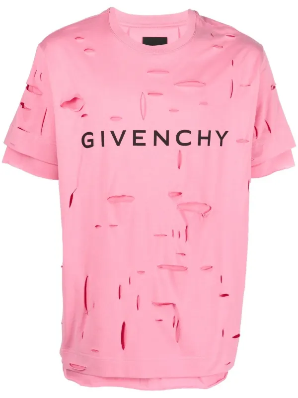 Givenchy Ripped logo-print Detail T-shirt - Farfetch