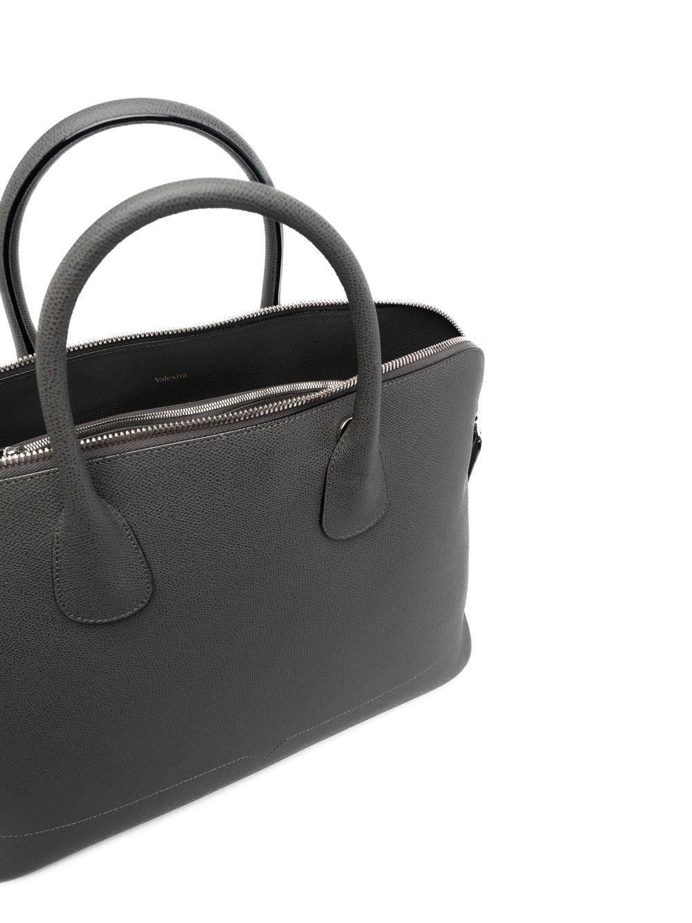 Shop Valextra Leather Tote Bag In Grau