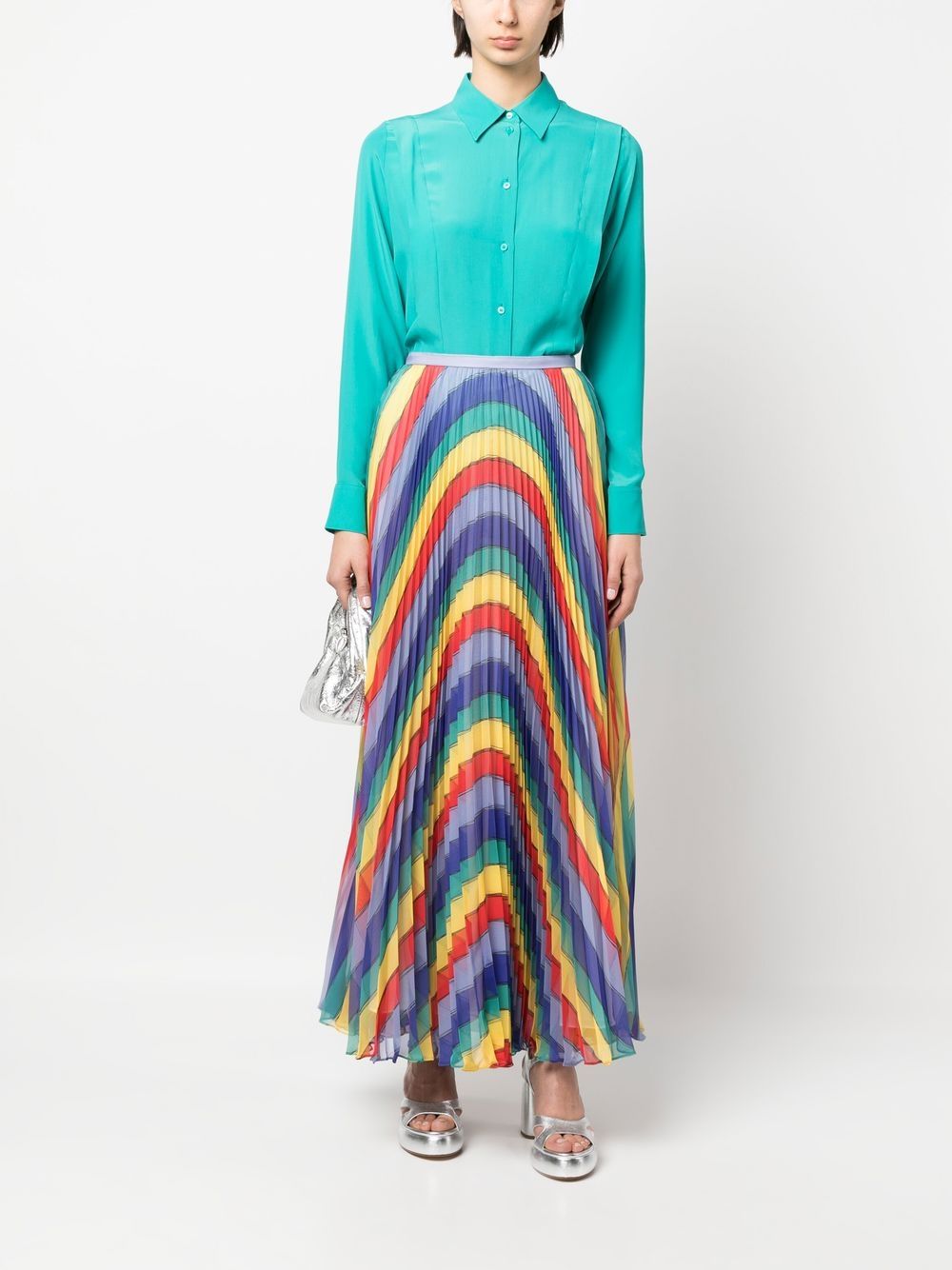 Image 2 of Rochas wave print pleated skirt