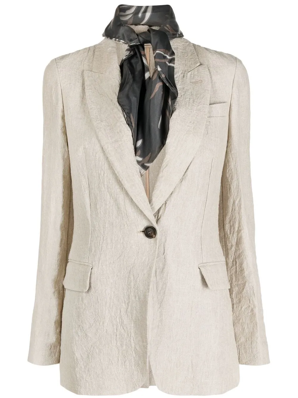 Brunello Cucinelli Single-breasted Linen Blazer In Neutrals