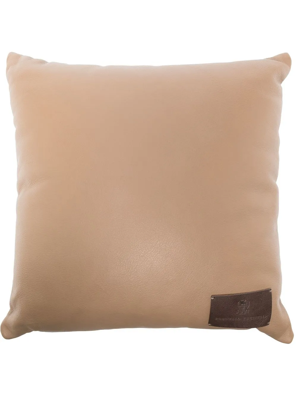 

Brunello Cucinelli logo-patch leather pillow - Brown