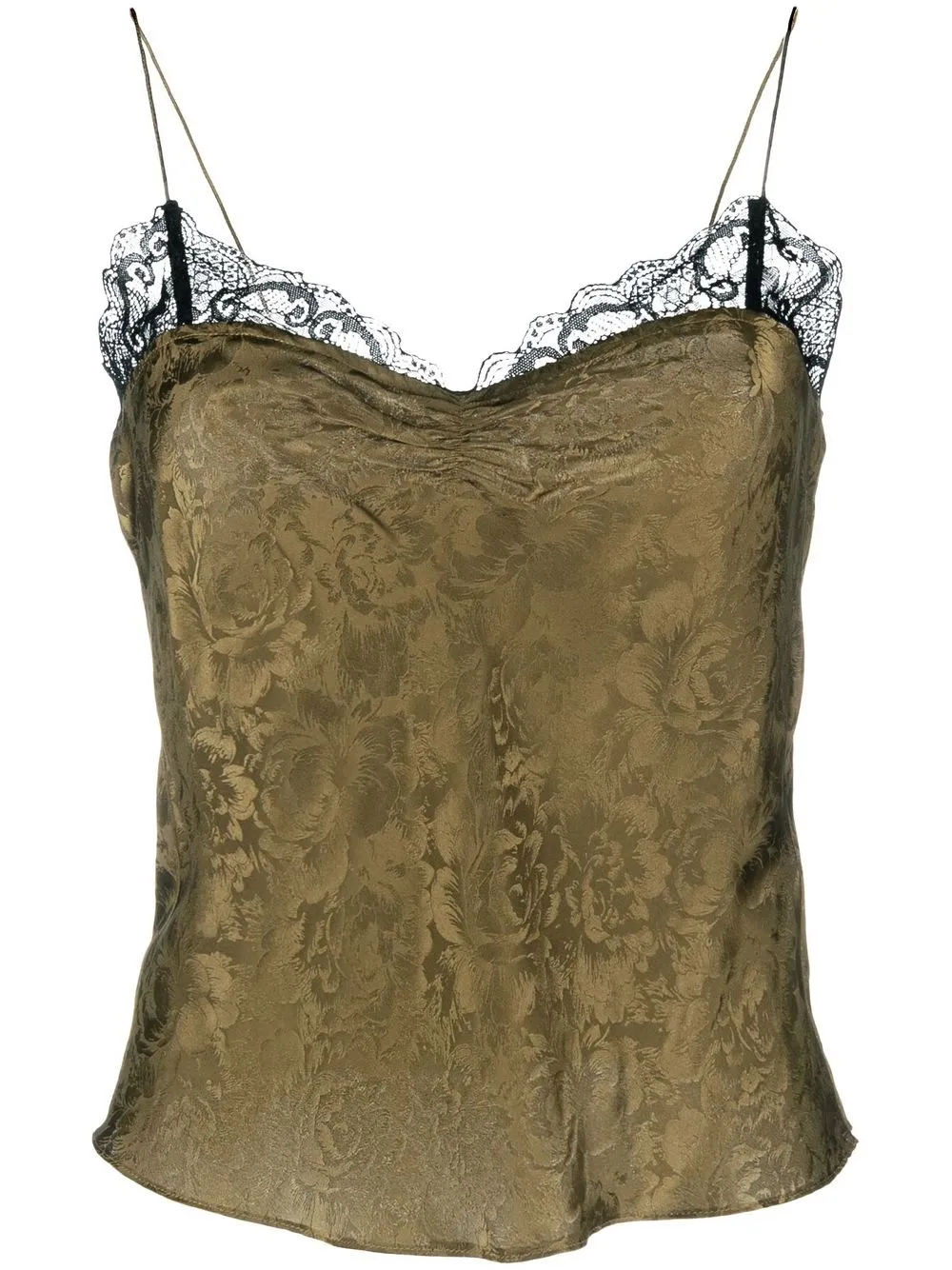 

The Garment floral-jacquard lace-trim camisole - Green