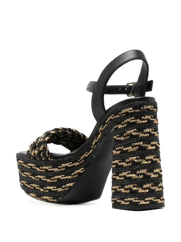 Woven block hot sale heel sandal