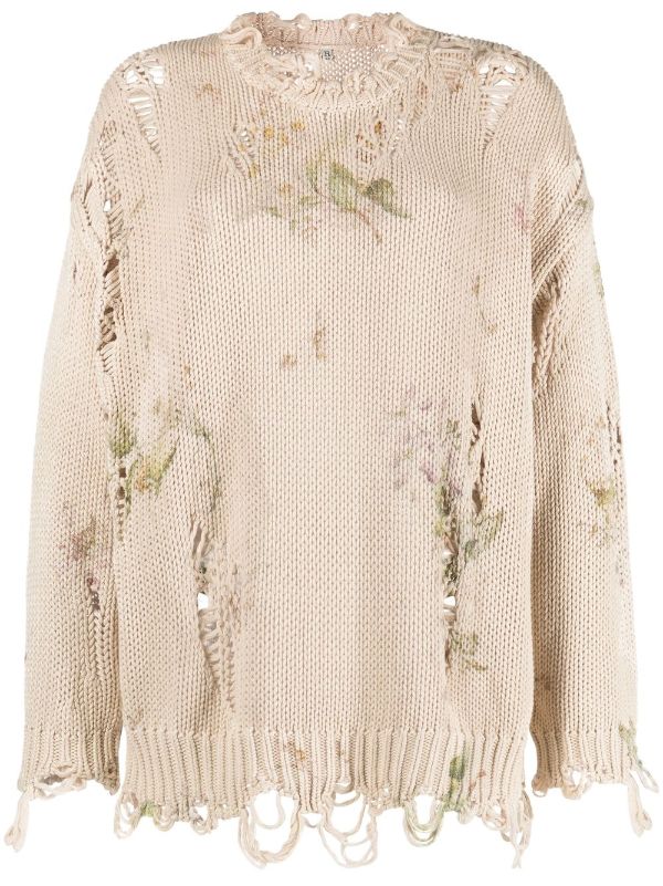 R13 Distressed floral print Jumper Farfetch