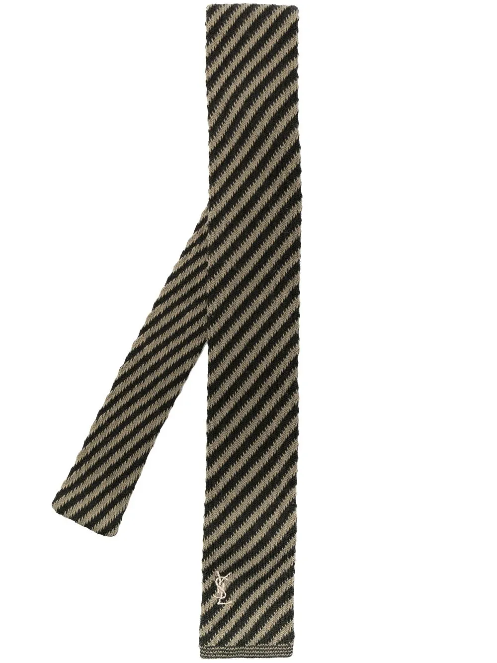 

Yves Saint Laurent Pre-Owned 1980s logo-embroidered diagonal striped necktie - Brown