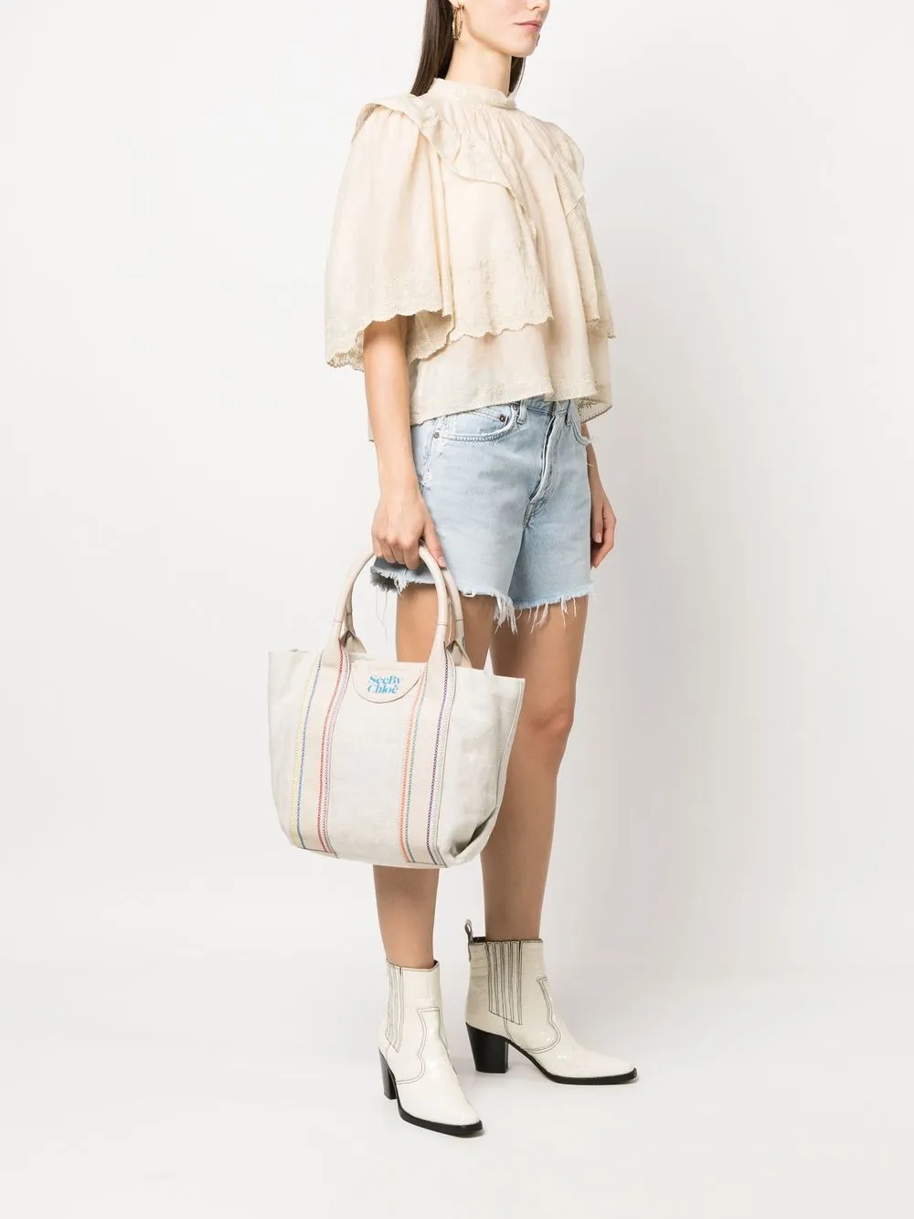 See by Chloé Shopper met logoprint - Beige