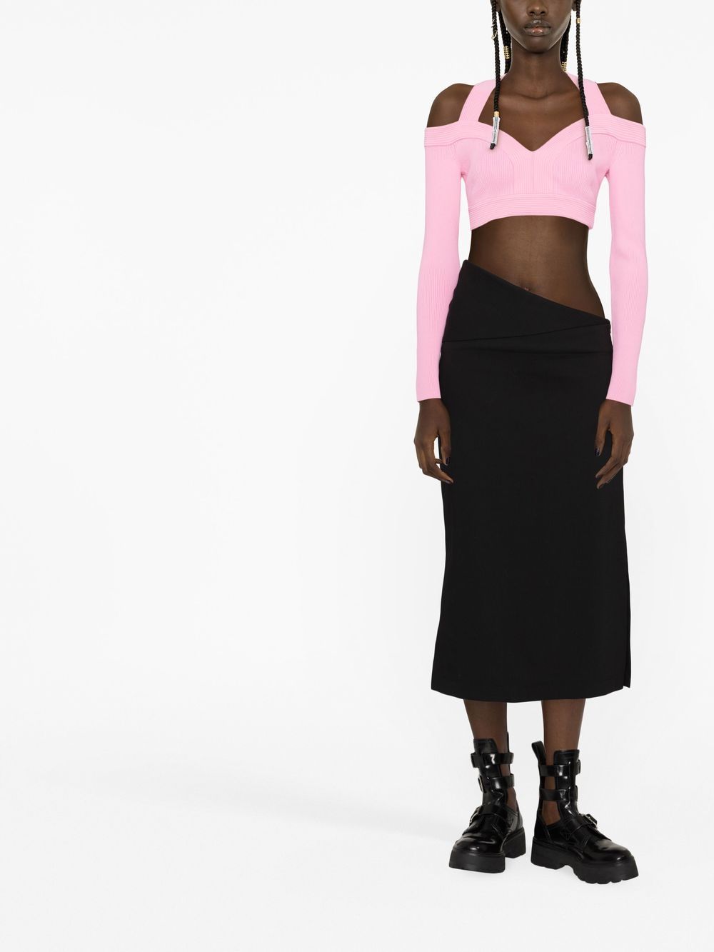 Shop Alexander Mcqueen Cut-out Cropped Top In Rosa