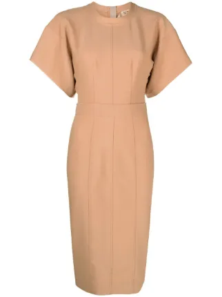 N 21 wide sleeve Fitted Midi Dress Neutrals FARFETCH ZA