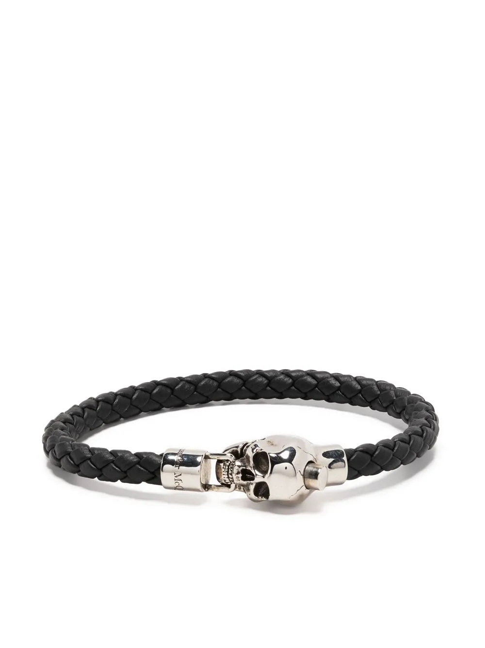 

Alexander McQueen skull-charm braided leather bracelet - Black