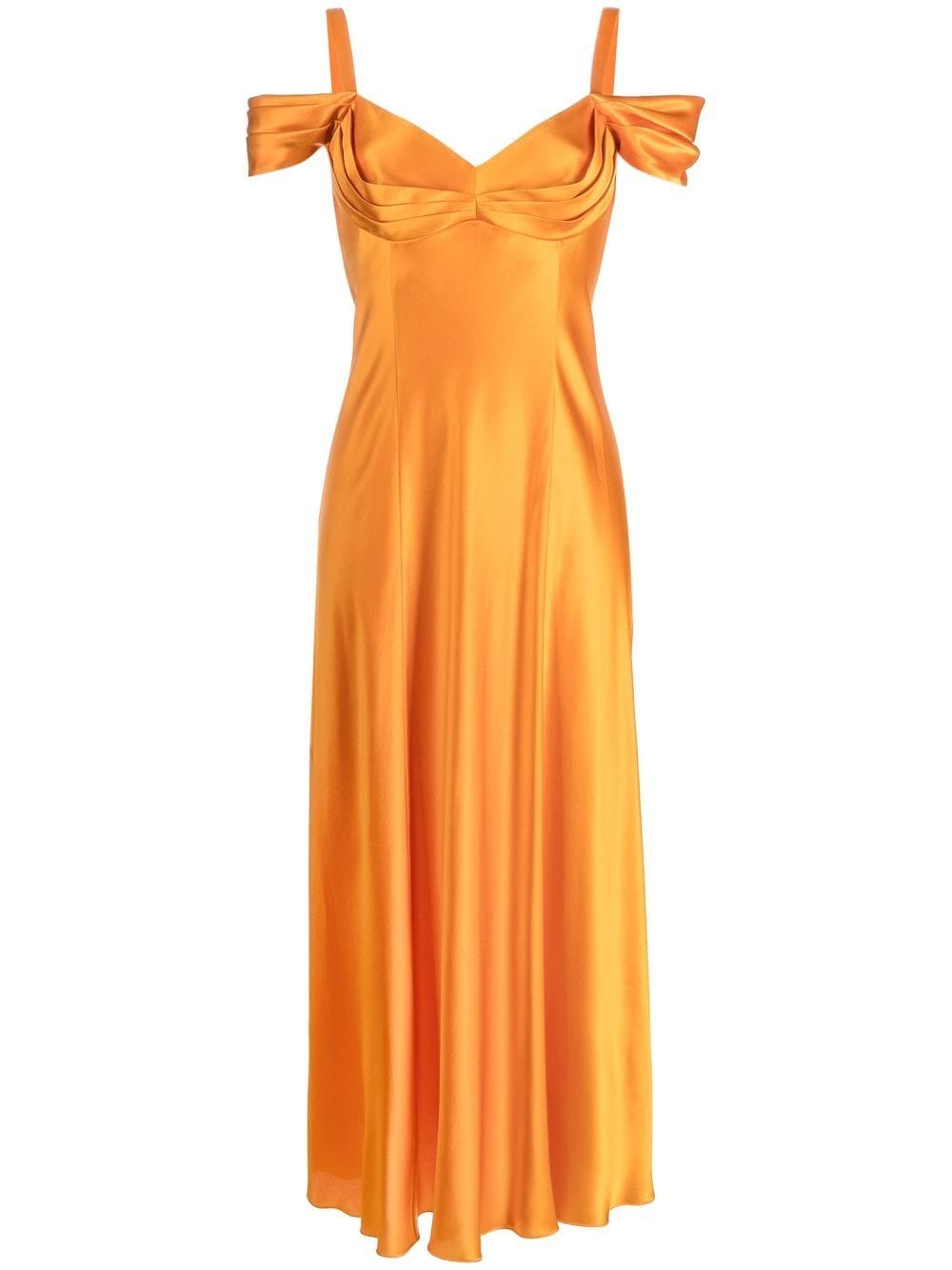 Shop Alberta Ferretti Draped Silk Gown In Orange