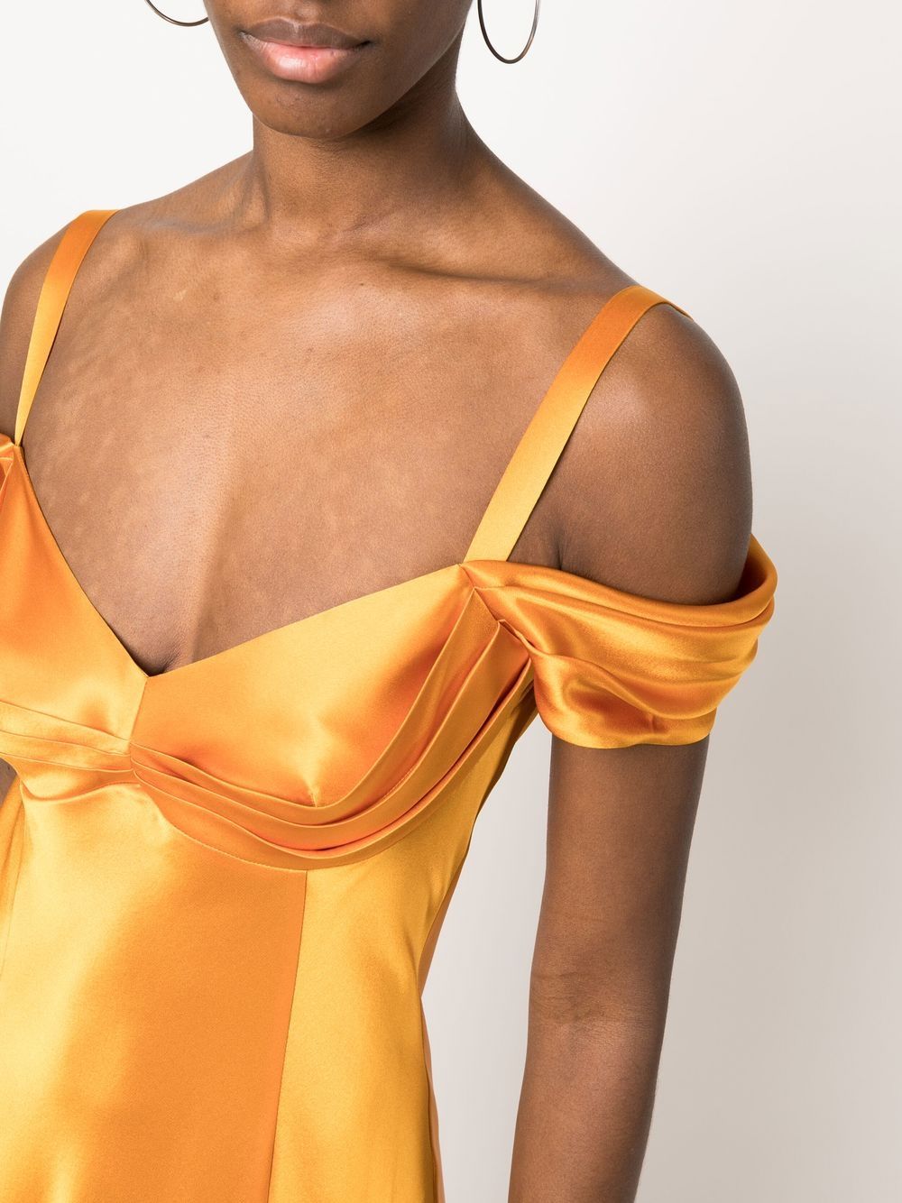 Shop Alberta Ferretti Draped Silk Gown In Orange