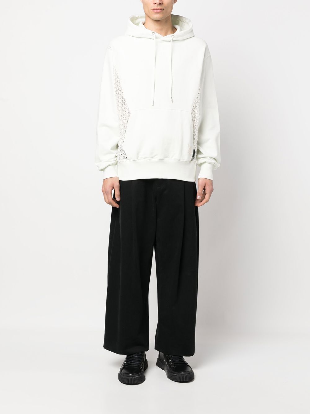 Shop Andersson Bell Lace-panel Cotton Hoodie In 中性色