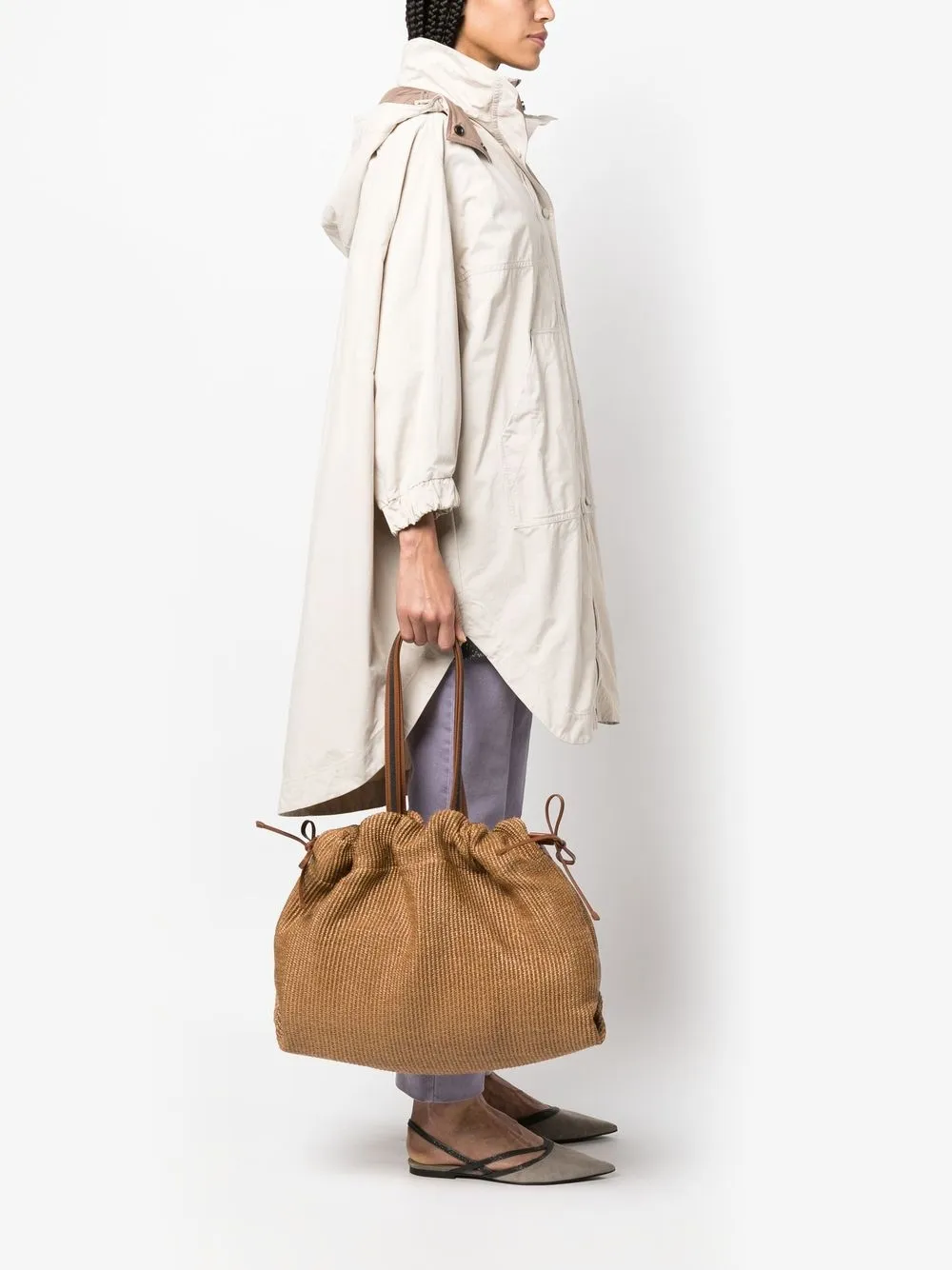 Brunello Cucinelli Monili schoudertas met ketting - Bruin