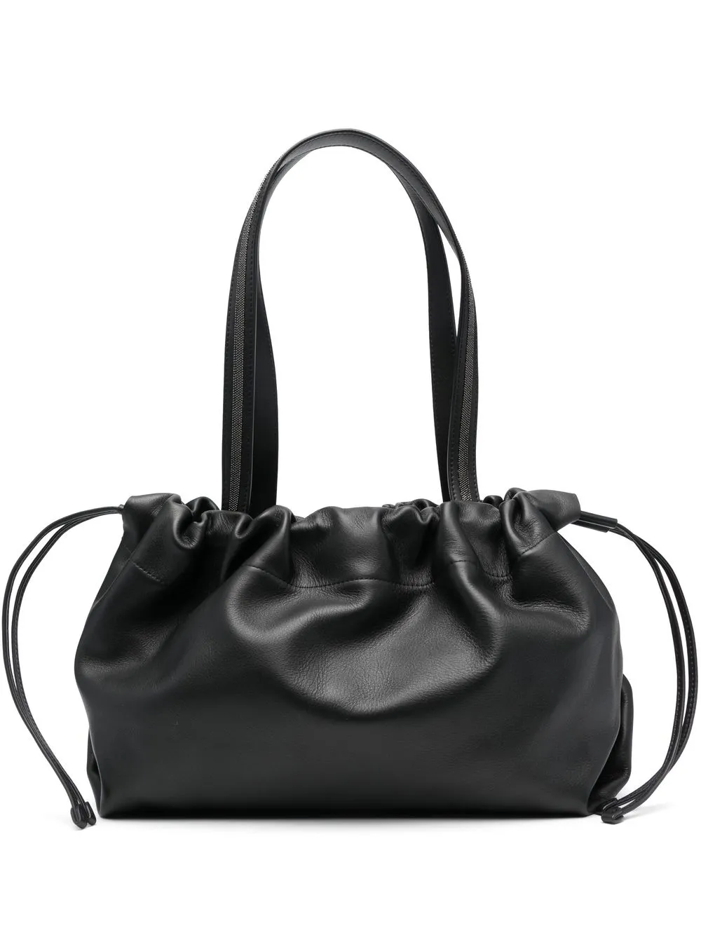 

Brunello Cucinelli tote fruncida con asas - Negro