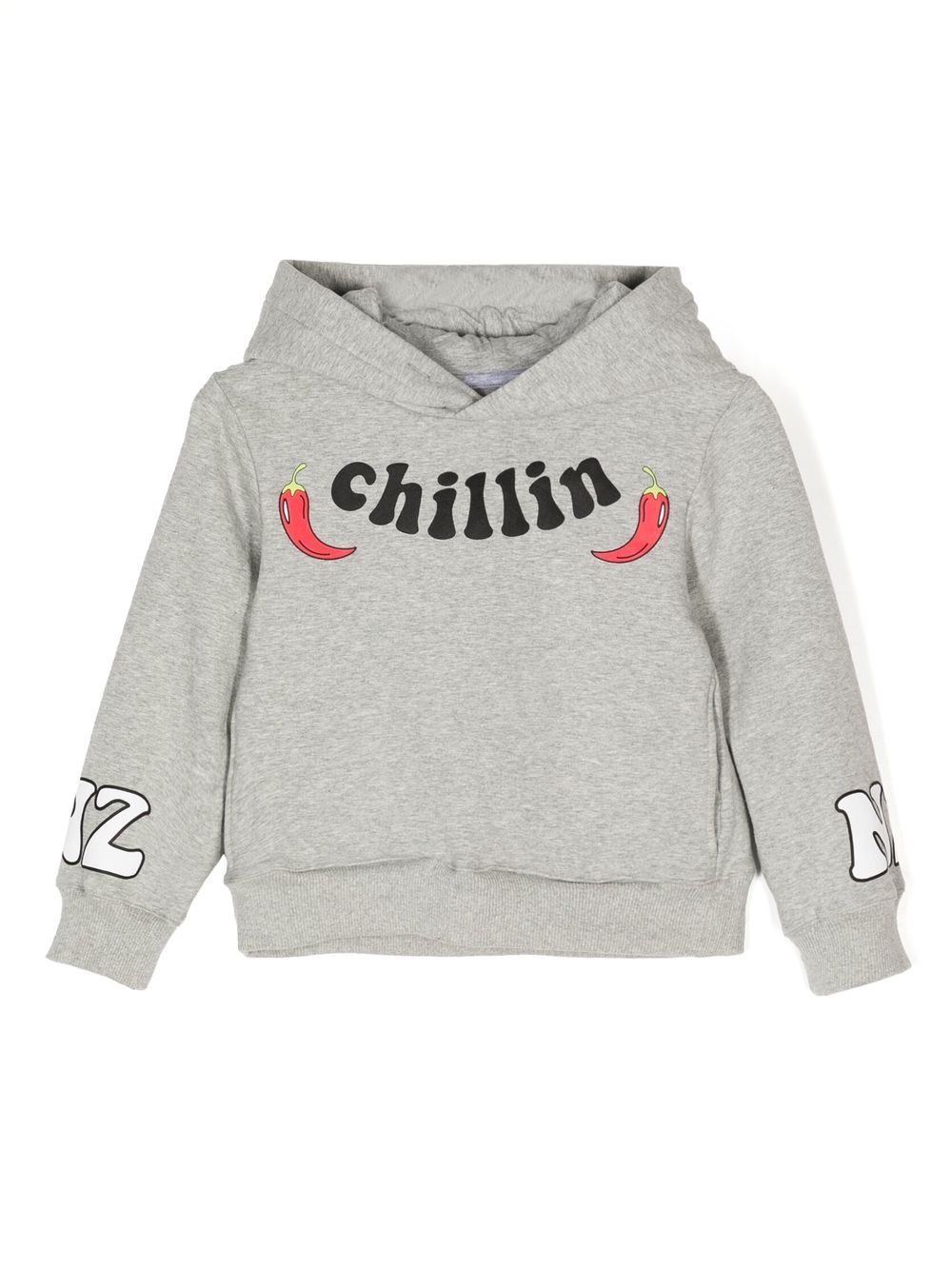 Natasha Zinko Kids' Chillin Graphic-print Jersey Hoodie In Grey