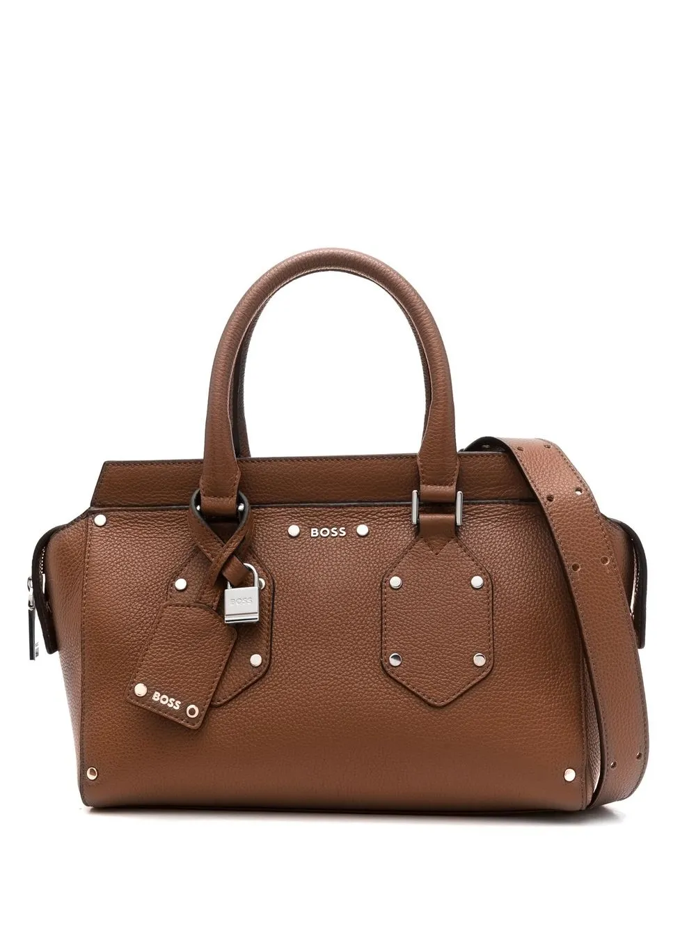 

BOSS logo-lettering leather tote bag - Brown