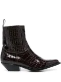 Sonora patent crocodile-embossed boots - Black