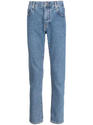 Mens jeans with white stripe on sale