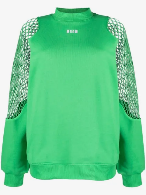 MSGM mesh-detail crew neck sweatshirt