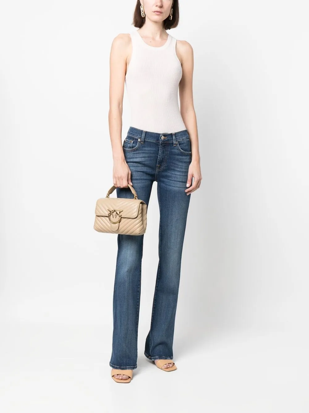PINKO Leren schoudertas - Beige