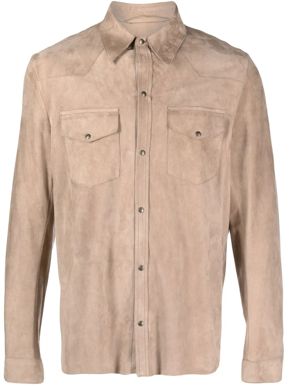 SALVATORE SANTORO BUTTON-UP LEATHER SHIRT