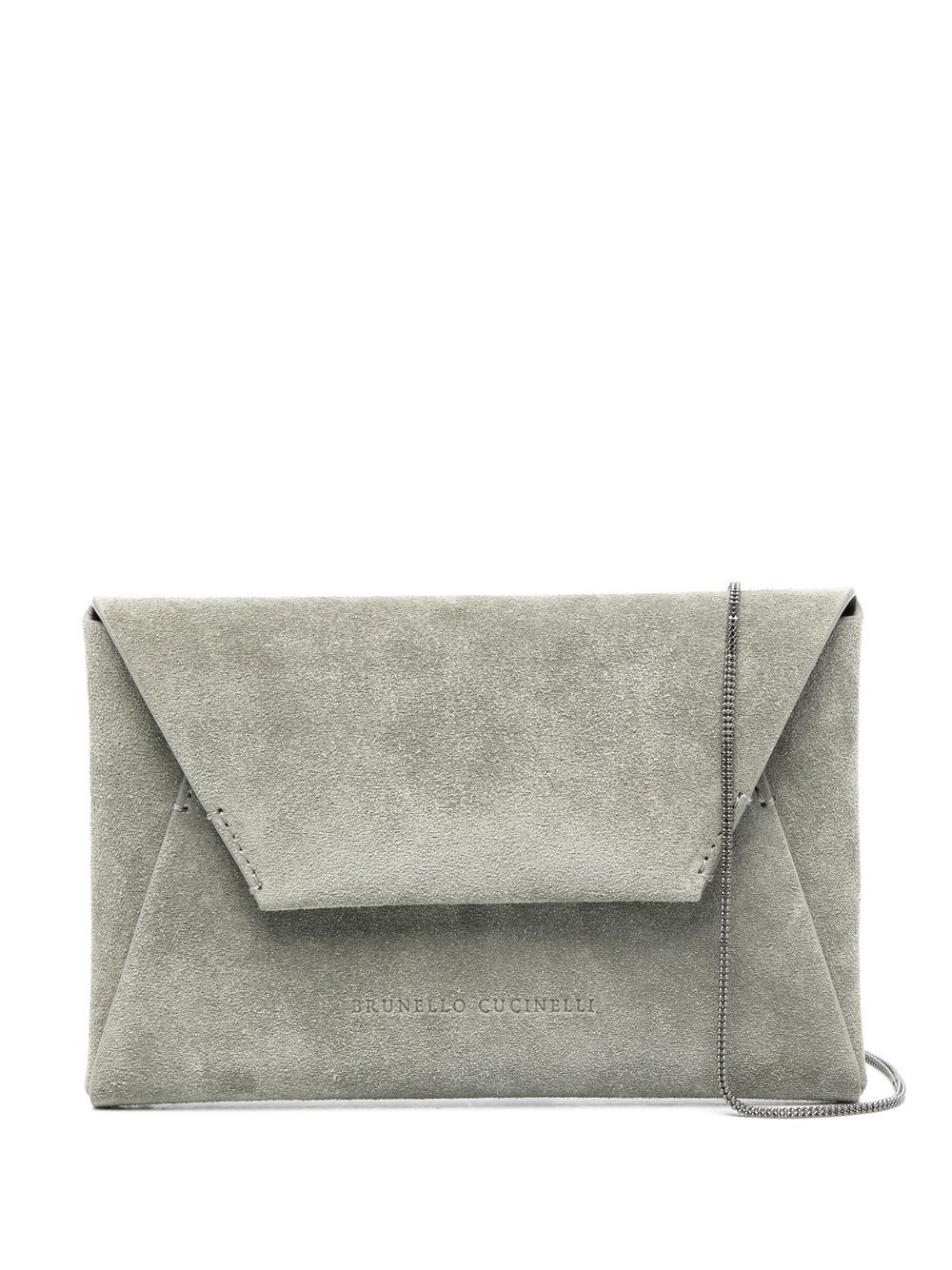 Brunello Cucinelli Mini Suede Envelope Bag In Green 