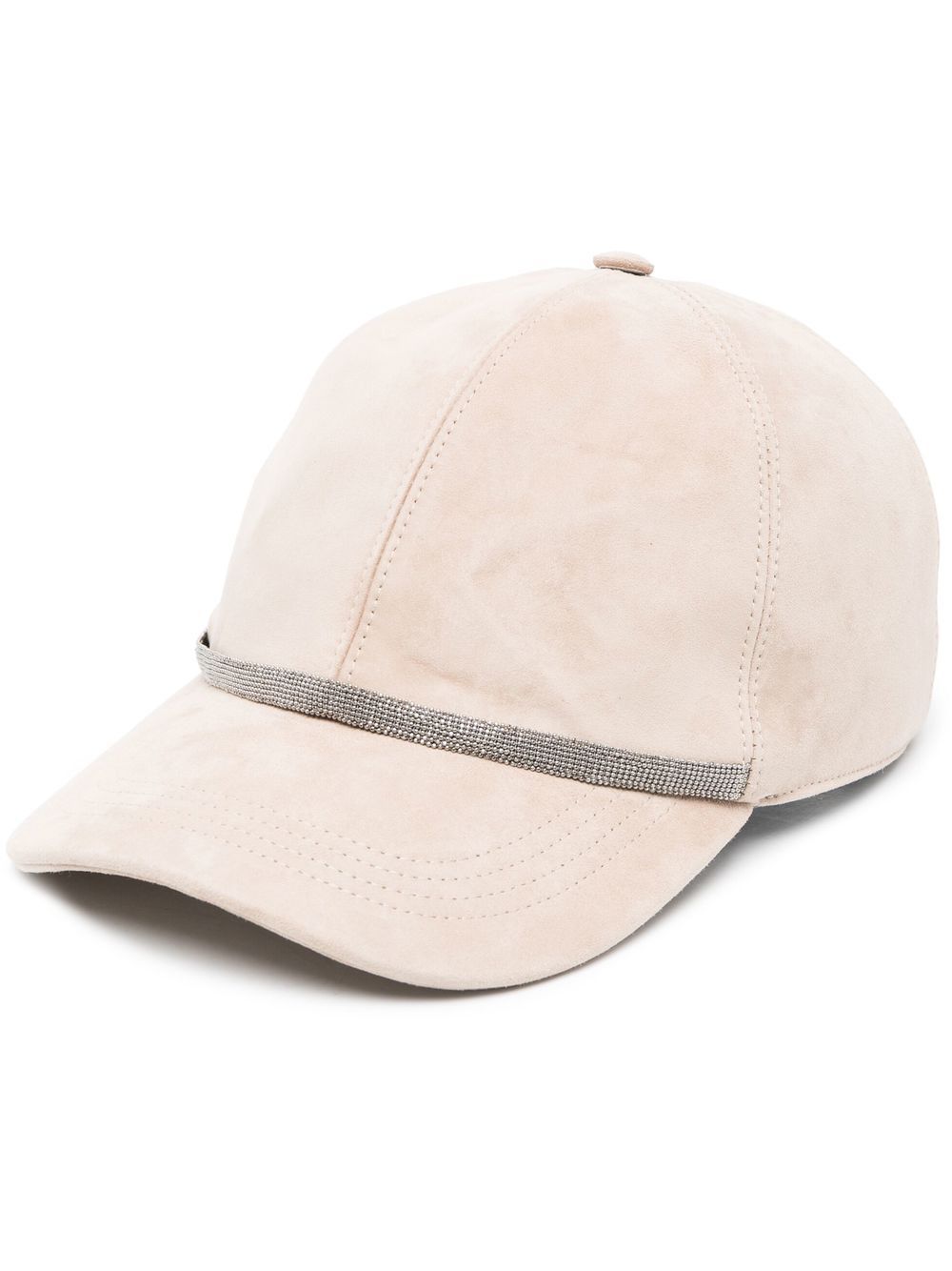 

Brunello Cucinelli bead-embellished leather cap - Neutrals