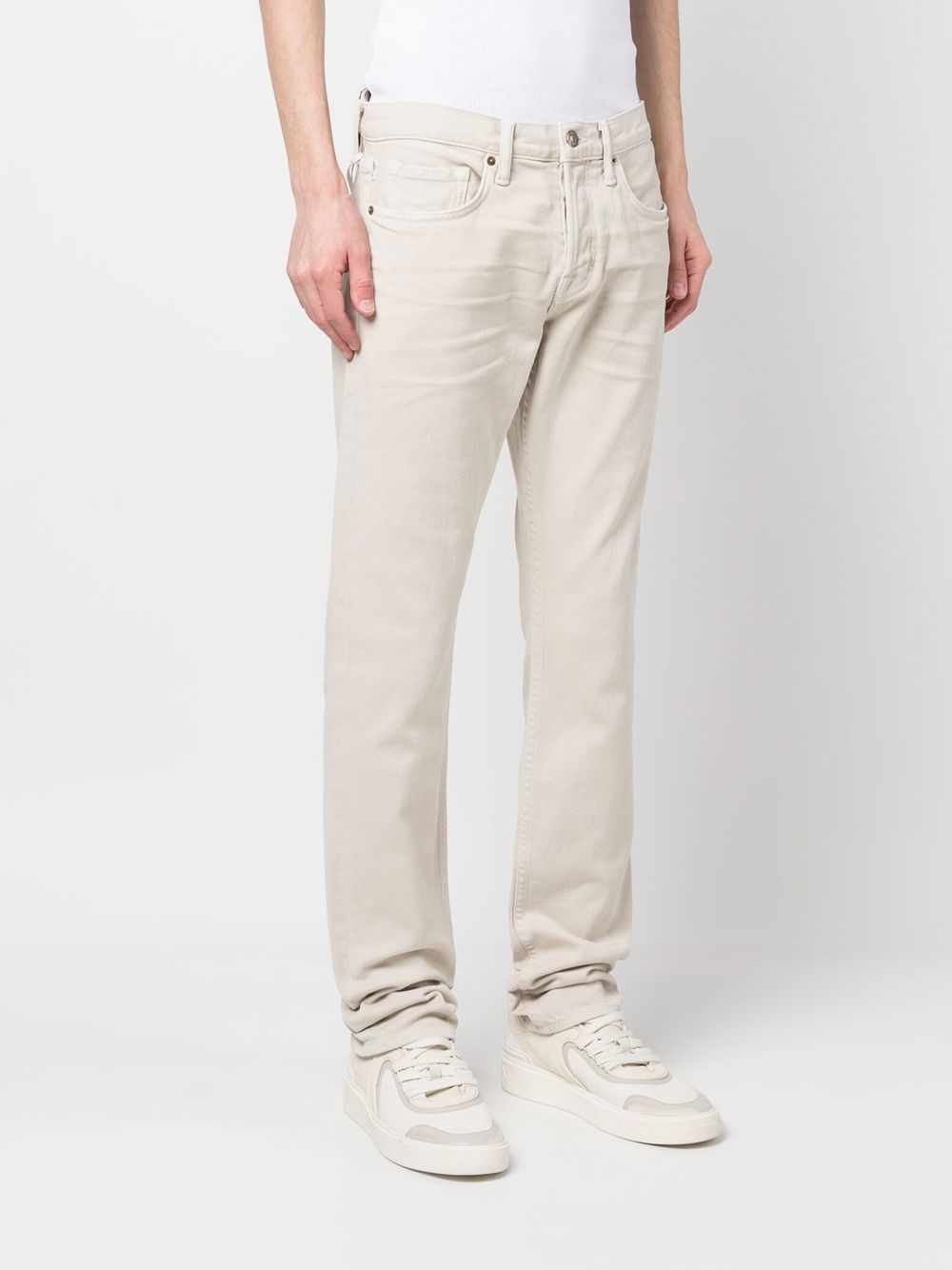 Shop Tom Ford Logo-patch Slim-cut Low-rise Jeans In Nude