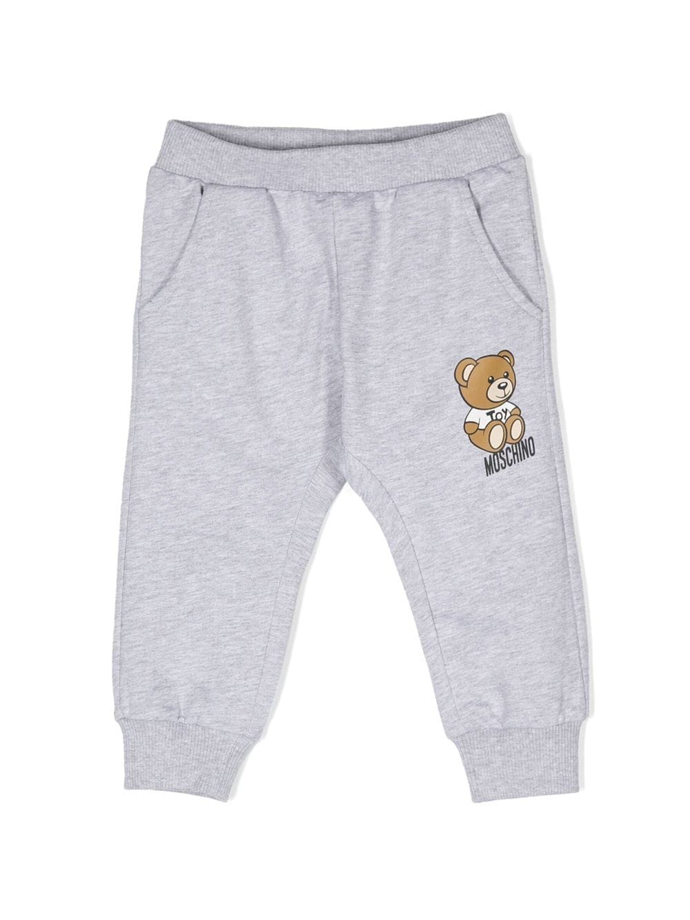 Moschino Babies' Teddy Bear-print Track Trousers In Grey