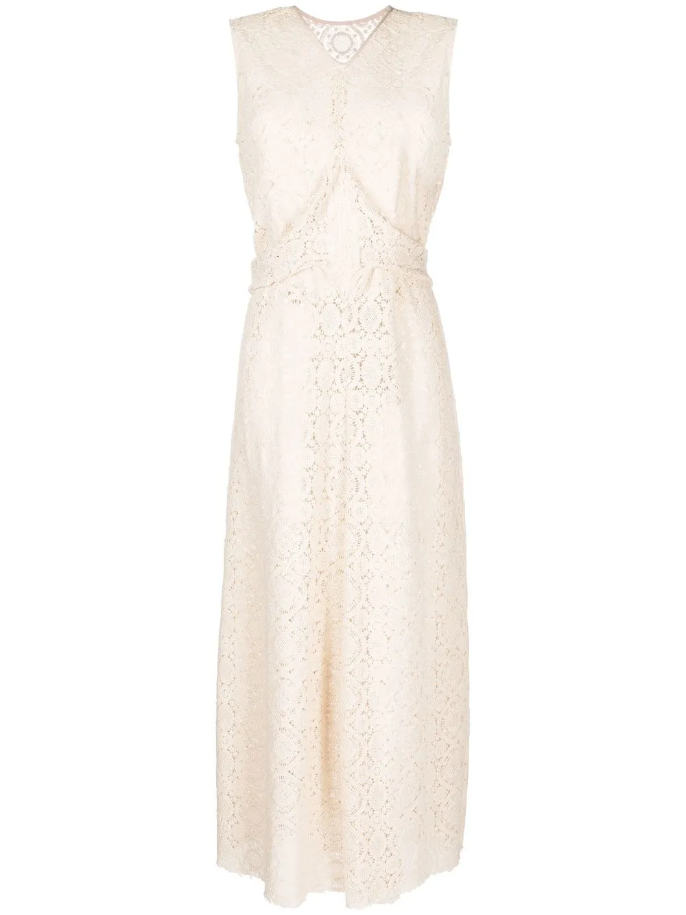 

SHATHA ESSA lace-pattern tie-fastening dress - Neutrals